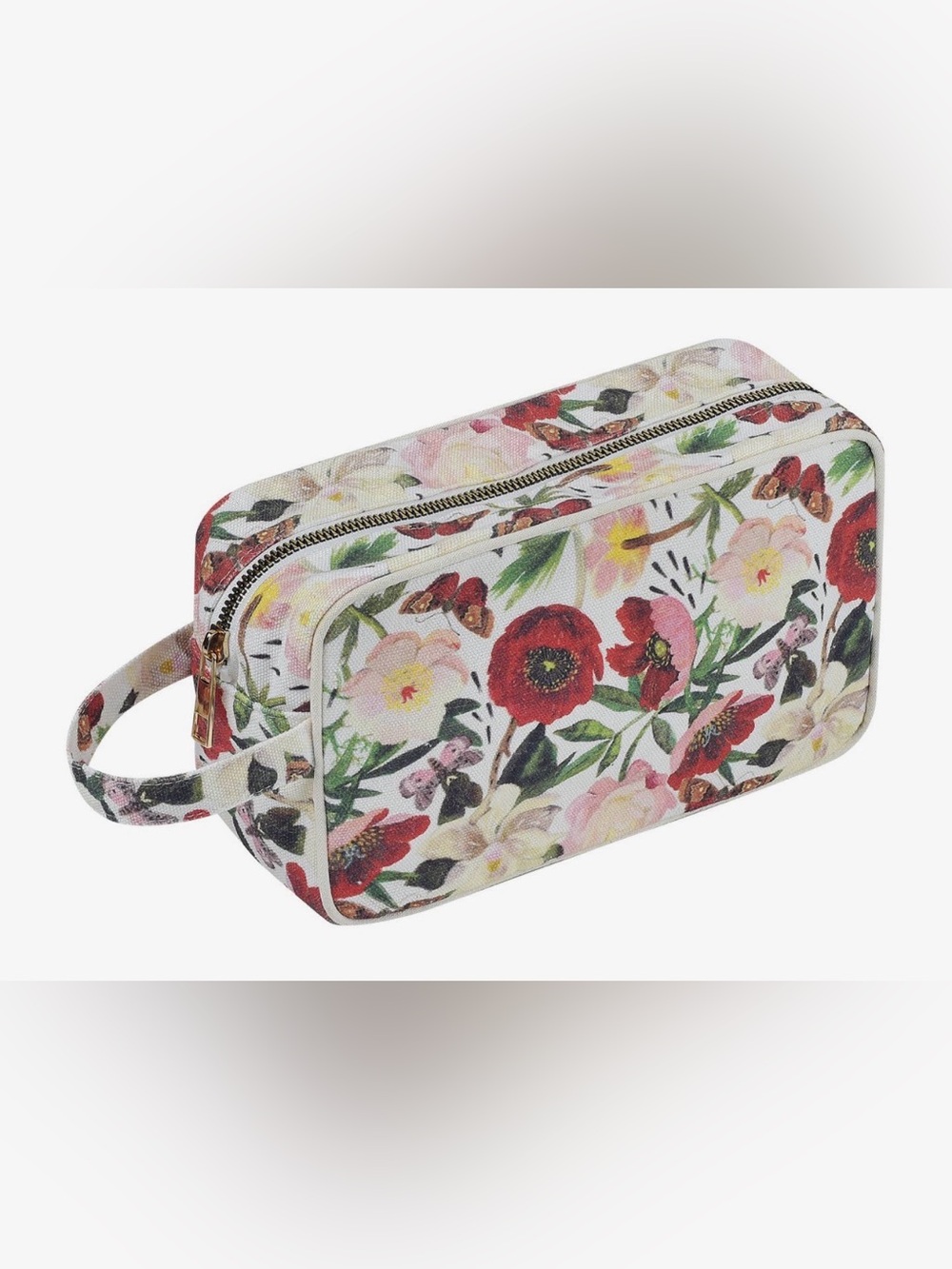 NWT BV by Bruno Visconti Dopp Kit Peonies Travel Cosmetic Bag Red Floral